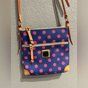 Dooney & Bourke Blue and Pink Polka Dot Crossbody Bag
